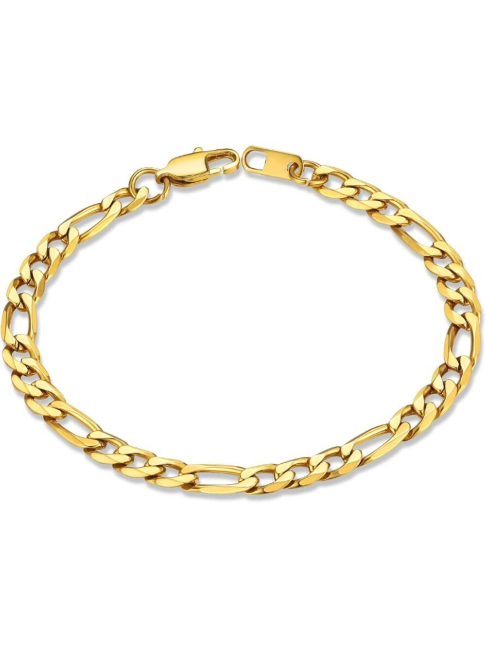 Stylish Stainless Steel Figaro Link Chain Bracelet for Men - Durable Jewelry